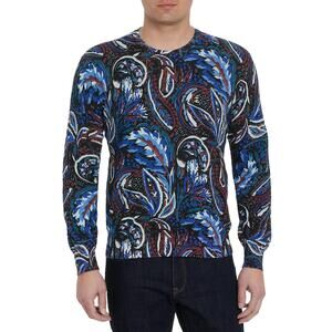 Robert Graham -XL- Solar Wind Geometric Paisley Linen-Cotton Sweater NWT $198